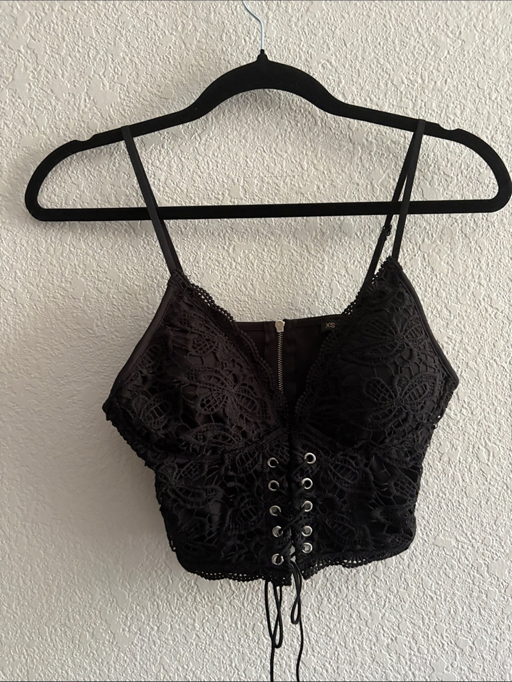 Black Lace Corset-Front Cropped Cami